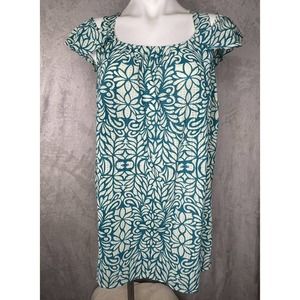Avenue Ladies Green Semi Sheer Floral Cold Shoulder Top 30 32